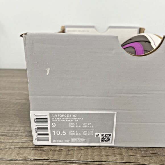 Nike Air Force 1 Low \'07 Baroque Brown Vivid Purple IM2368-237 US Mens 9 New main image 8